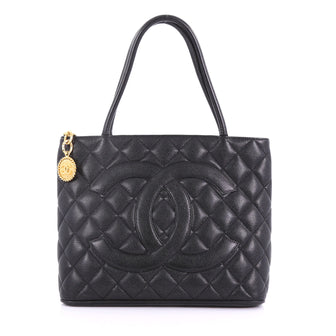 Chanel Medallion Tote Quilted Caviar Black 37370242