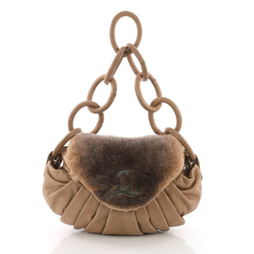 Chanel CC Rings Flap Bag Pleated Lambskin and Fur Small 37370246