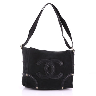 Chanel CC Messenger Bag Suede Medium Black 37370248