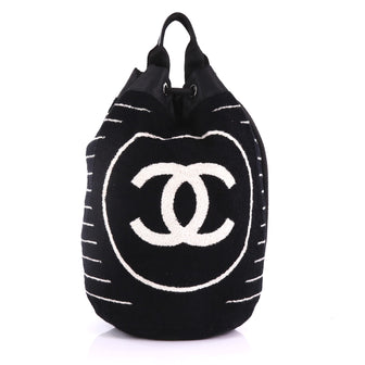 Chanel CC Drawstring Beach Bag Terry Cloth Large