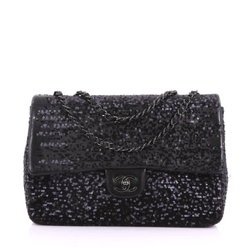 Classic Single Flap Bag Sequins Jumbo