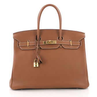 Hermes Birkin Handbag Brown Togo with Gold Hardware 35 373704