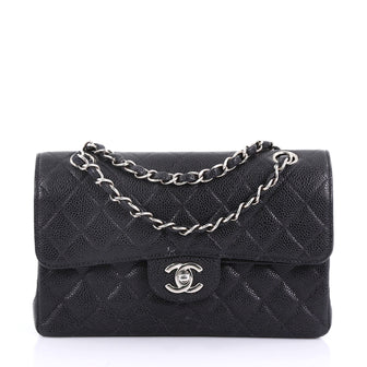 Vintage Classic Double Flap Bag Quilted Caviar Small