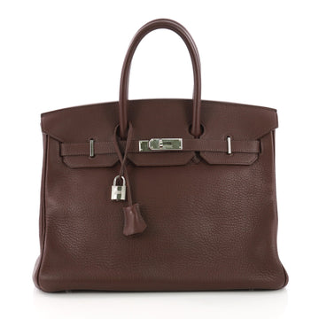 Birkin Handbag Bicolor Clemence with Palladium Hardware 35