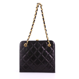 Chanel Vintage Chain Frame Bag Quilted Lambskin Small Black 3737084
