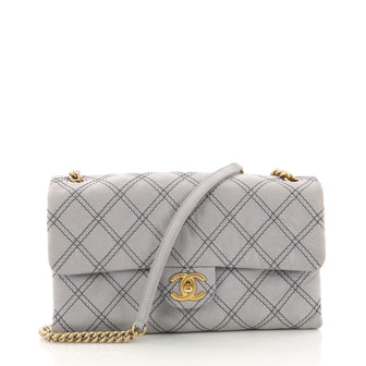 Chanel Metallic Stitch Flap Bag Quilted Leather Medium 3737096