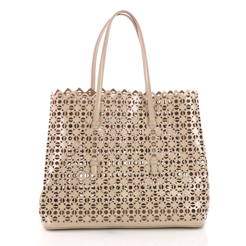 Alaia Open Tote Laser Cut Leather Medium 373833