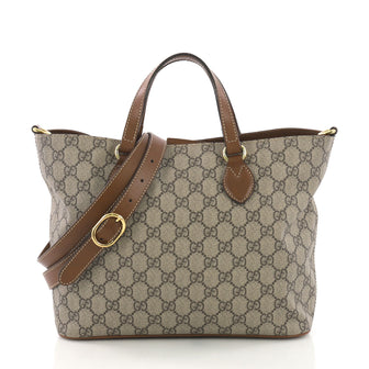  Gucci Convertible Soft Tote GG Coated Canvas Small Brown 3738416