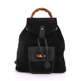 Gucci Vintage Bamboo Backpack Suede Mini Black 3738423