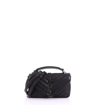 Saint Laurent Classic Monogram College Chain Wallet Matelasse Chevron Leather 373844