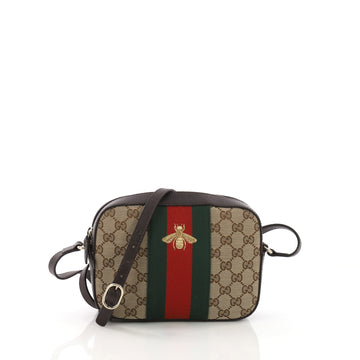 Gucci Bee Web Camera Bag GG Canvas Neutral 373846