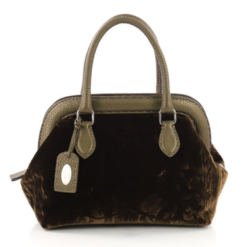 Fendi Selleria Frame Doctor Bag Velvet with Leather Small Green 373847