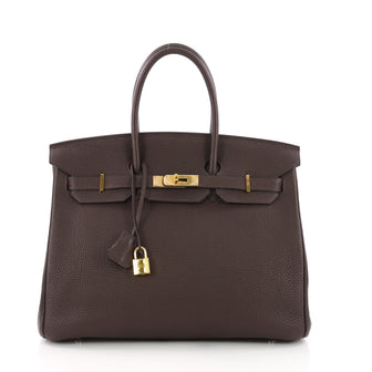 Hermes Birkin Handbag Brown Togo with Gold Hardware 35 373861