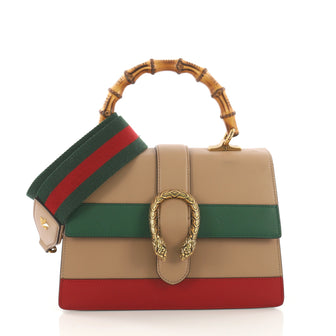 Gucci Dionysus Bamboo Top Handle Bag Colorblock Leather Neutral 373962