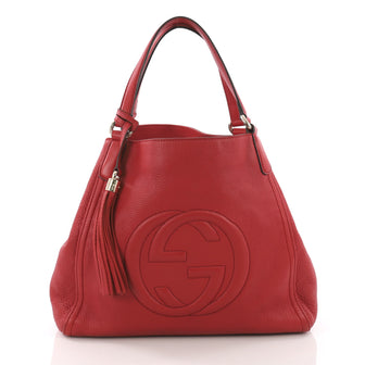 Gucci Soho Shoulder Bag Leather Medium Red 374041