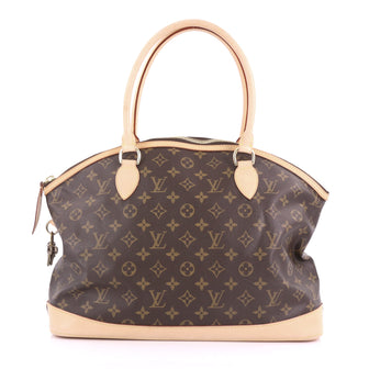 Louis Vuitton Lockit Handbag Monogram Canvas Horizontal Brown 374093