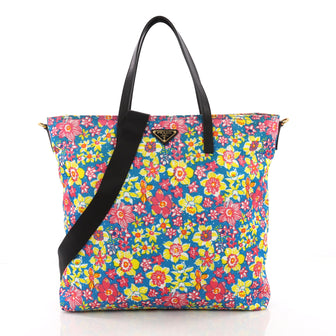 Prada Convertible Tote Printed Tessuto With Saffiano Large 3741112
