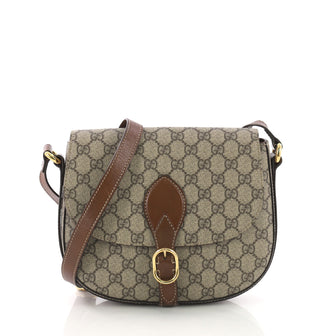 Gucci Flap Saddle Bag GG Coated Canvas Small Neutral 3742113