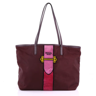 Prada Cahier Tote Bag Tessuto With Velvet Large Purple 3742115