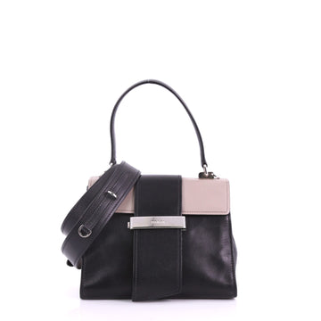 Prada Metal Ribbon Top Handle Bag City Calfskin Medium Black 374214