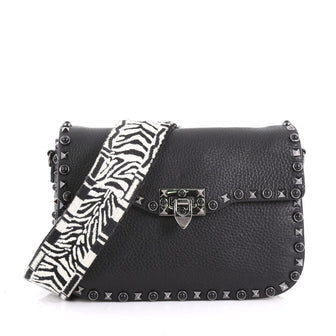 Valentino Rolling Rockstud Crossbody Bag Leather with Cabochons Medium 374216