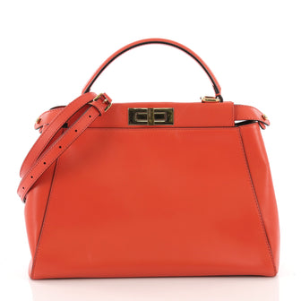  Fendi Peekaboo Handbag Leather Regular Orange 374233