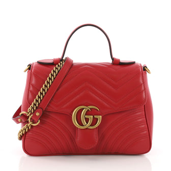 GG Marmont Top Handle Flap Bag Matelasse Leather Small