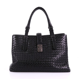 Bottega Veneta Roma Handbag Intrecciato Nappa Medium Black 374332