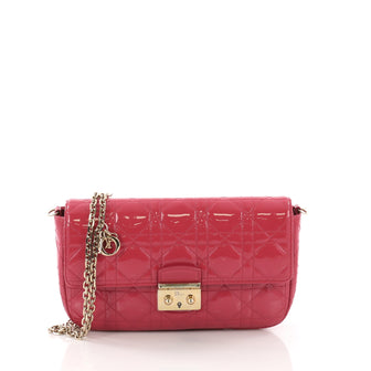 Christian Dior Miss Dior Promenade Handbag Cannage Quilt Patent Pink 374351