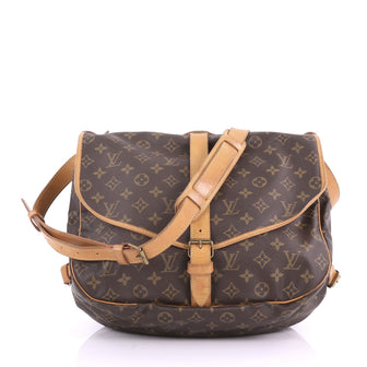 Louis Vuitton Saumur Handbag Monogram Canvas GM Brown 3745226