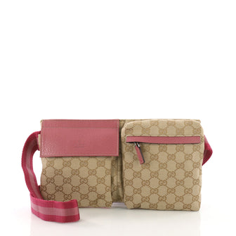 Gucci Vintage Double Belt Bag GG Canvas - Designer Handbag Neutral 3745238