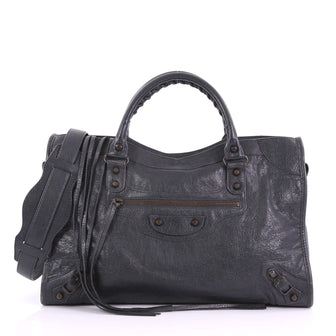 Balenciaga City Classic Studs Handbag Leather Medium Gray 3745240