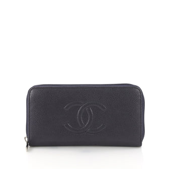 Chanel Timeless CC Zipped Wallet Caviar Long Blue 3745272