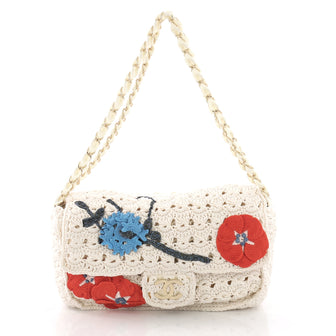 Chanel Camellia Crochet Flap Bag Fabric Small 3745411