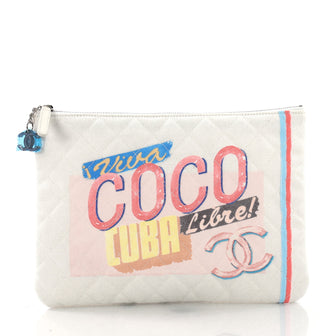 Chanel Coco Cuba Pouch Quilted Printed Canvas Small 374544