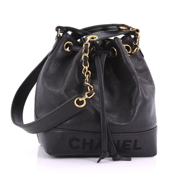 Chanel Vintage Drawstring CC Bucket Bag Caviar Mini 374548