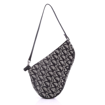 Christian Dior Vintage Saddle Bag Diorissimo Canvas Mini Black 3745618
