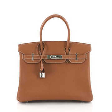 Hermes Birkin Handbag Brown Epsom with Palladium Hardware 374562