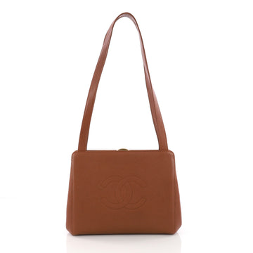  Chanel Vintage CC Frame Shoulder Bag Caviar Small Brown 374565