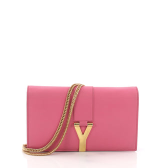 Saint Laurent Classic Y Chain Wallet Leather Pink 374584