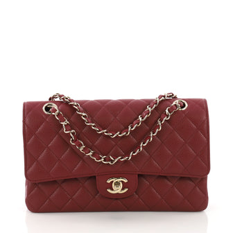 Chanel Classic Double Flap Bag Quilted Caviar Medium Red 374661
