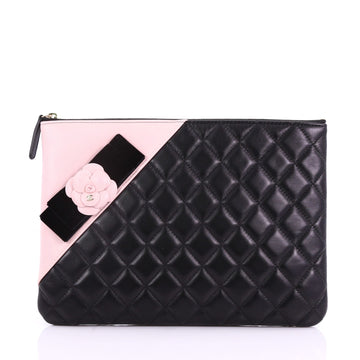 Chanel Camellia O Case Clutch Quilted Lambskin Medium 3746911