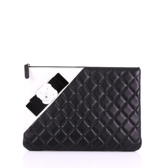 Chanel Camellia O Case Clutch Quilted Lambskin Medium 3746917
