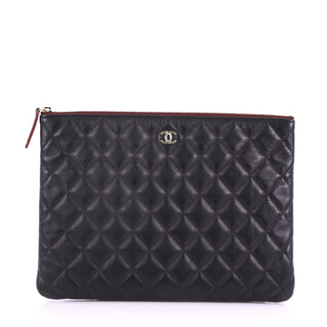 Chanel O Case Clutch Quilted Lambskin Medium Black 3746918