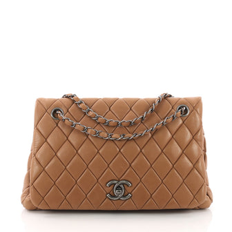 Chanel New Bubble Flap Bag Quilted Lambskin Small Brown 3746923