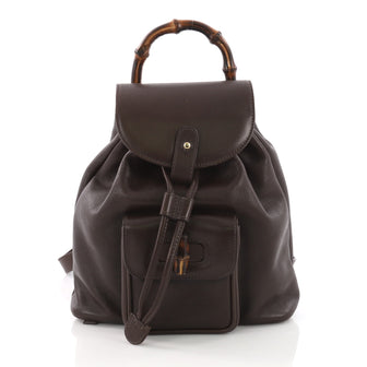 Gucci Vintage Bamboo Backpack Leather Mini Brown 3746942