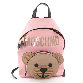Moschino Teddy Bear Backpack Embellished Leather Pink 3746950