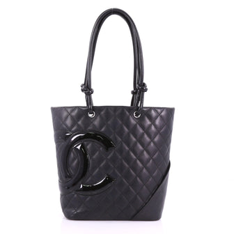 Chanel Cambon Tote Quilted Leather Medium Black 3746953