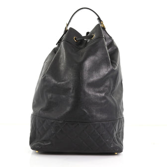Chanel Vintage Drawstring Backpack Quilted Caviar Large 3746961