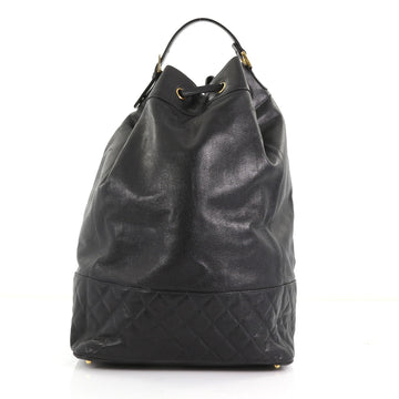 Chanel Vintage Drawstring Backpack Quilted Caviar Large 3746961